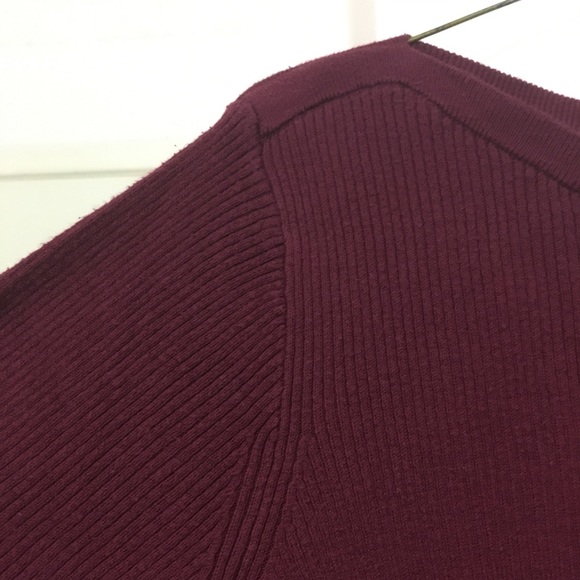 Maroon Bell Sleeve Rib Knit Sweater - Picture 5 of 5